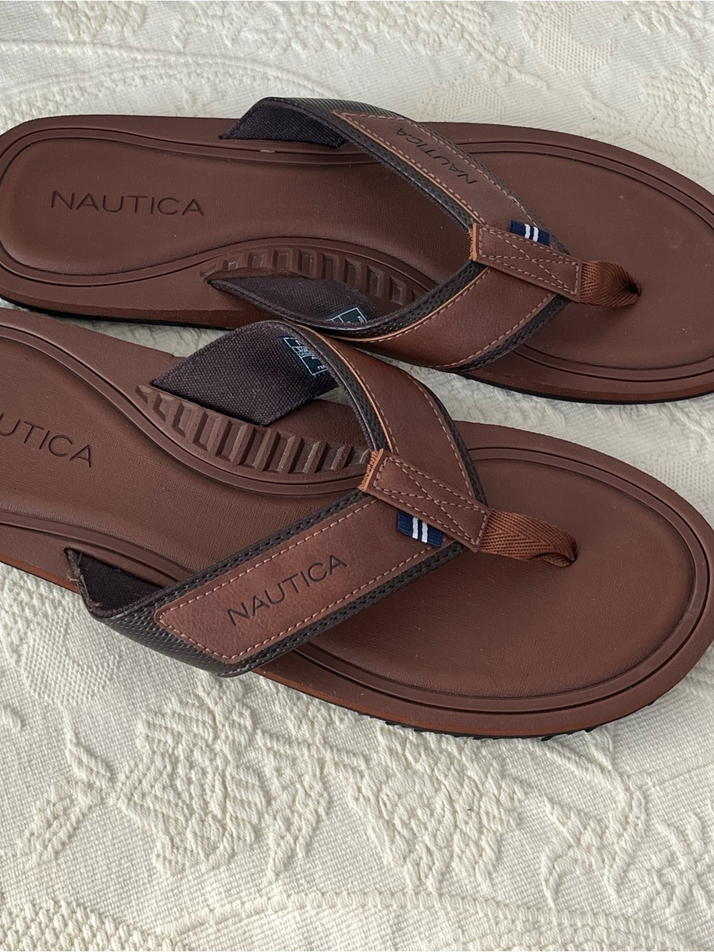 Nautica Men’s Cadman 2 Brown Flip Flop Sandals, Size 12
